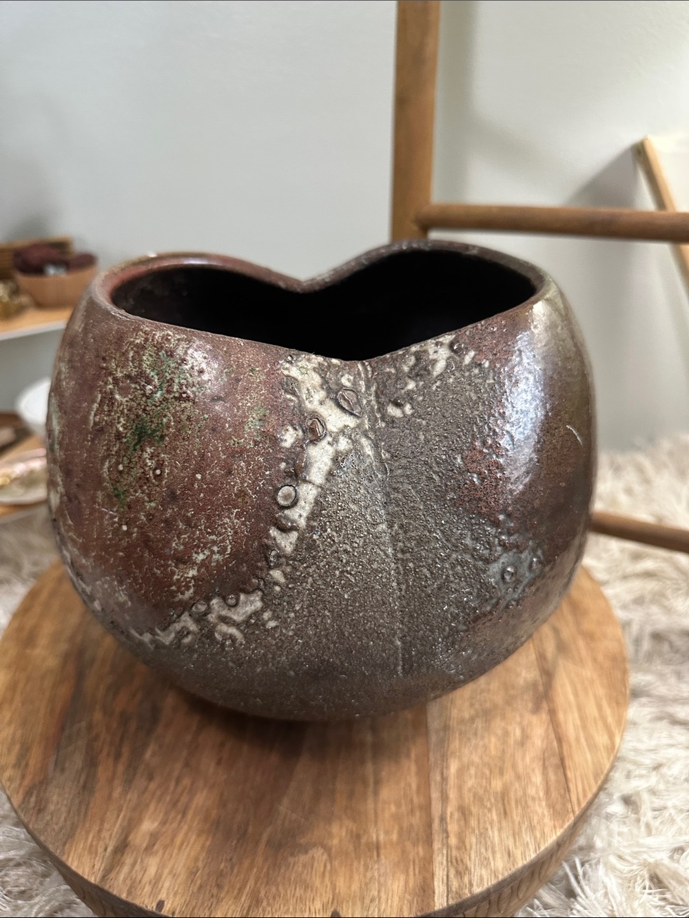 Raku Clay Art Pottery Vase Textural Unique Earthy